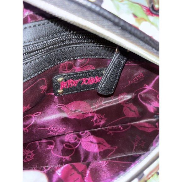 Betsey Johnson Floral Cosmetic Bag Makeup Cheetah Roses Leopard - Picture 6 of 8